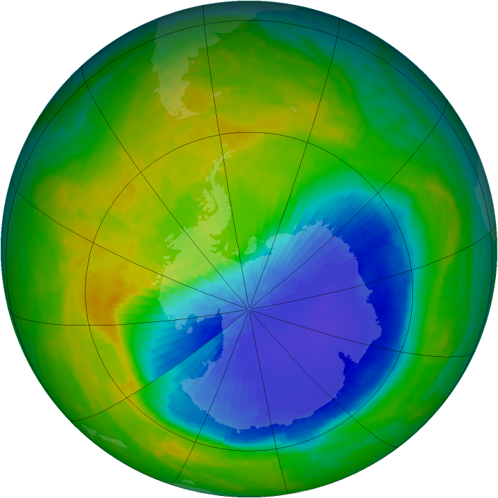 Antarctic ozone map for 25 October 2004